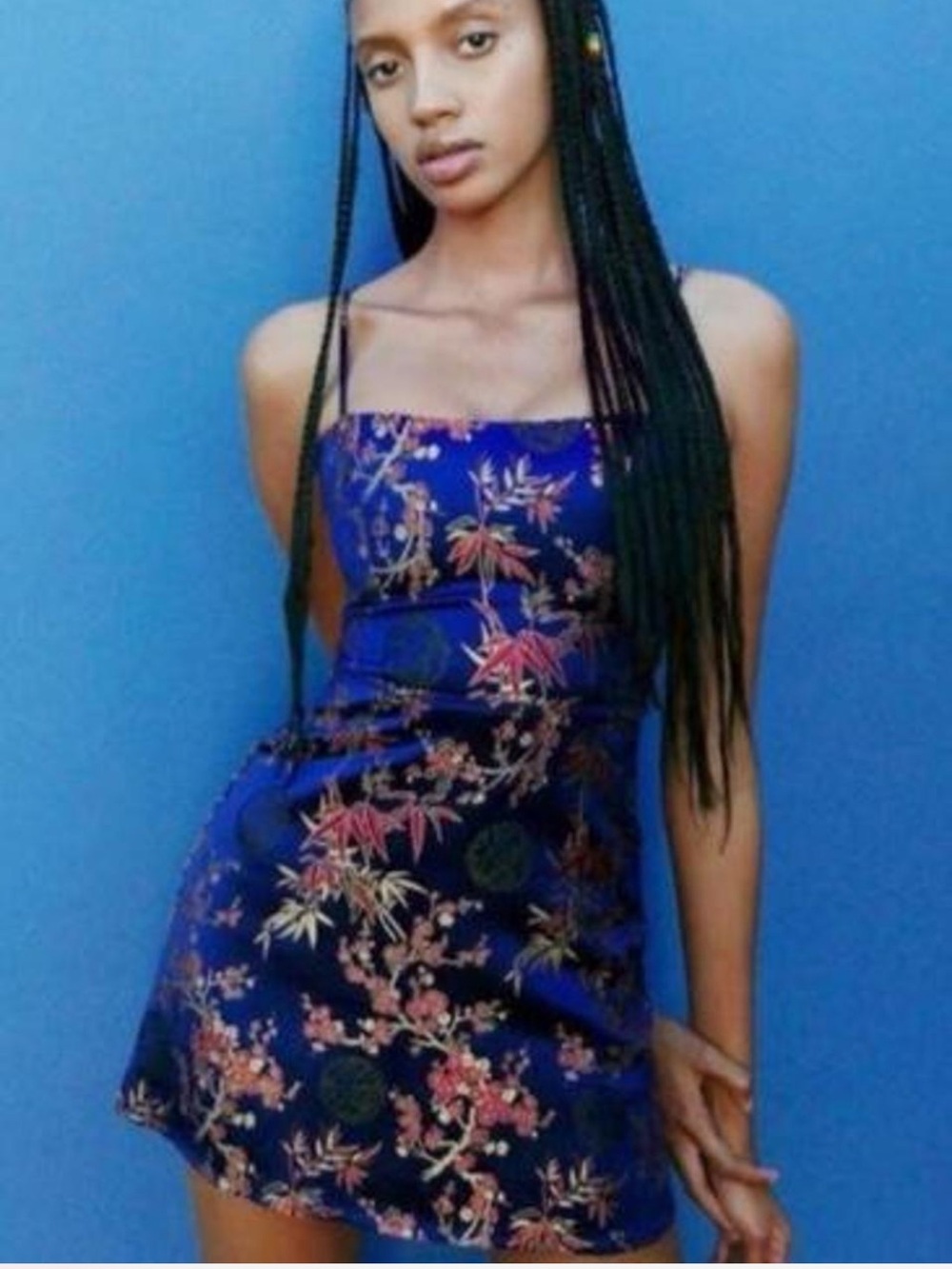 Réalisation Par Navy Blue Floral Jacquard Mini Dress - Picture 4 of 6